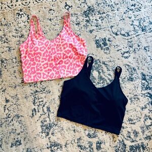 Pink Leopard and Black Crop Tops